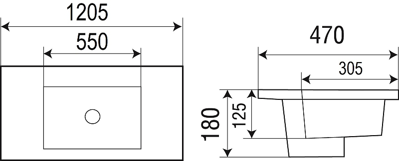 Раковина WeltWasser Deilbach 7506 120 MT- BL 10000005569 Черная матовая