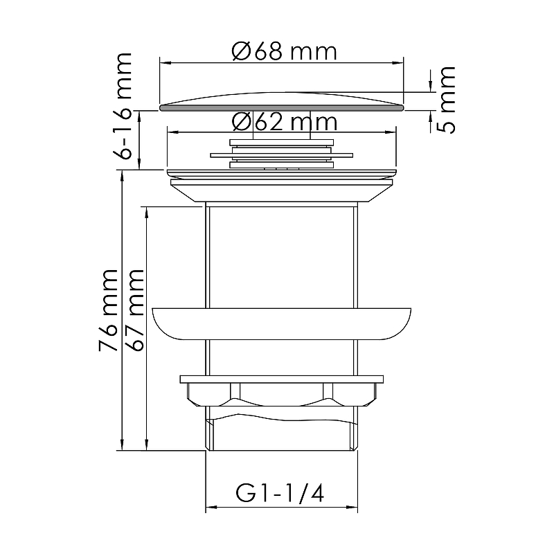 Донный клапан WasserKRAFT A244 Click-Clack Хром