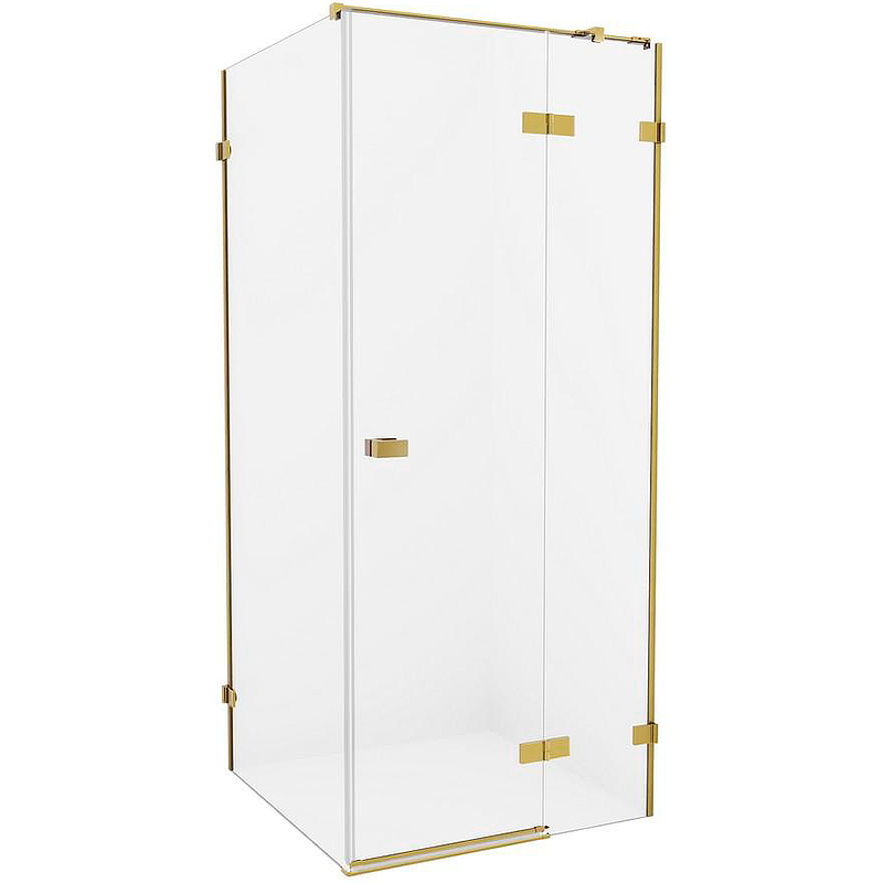 Душевой уголок New Trendy Avexa Gold 100х80 R EXK-1755 профиль Брашированное золото стекло прозрачное