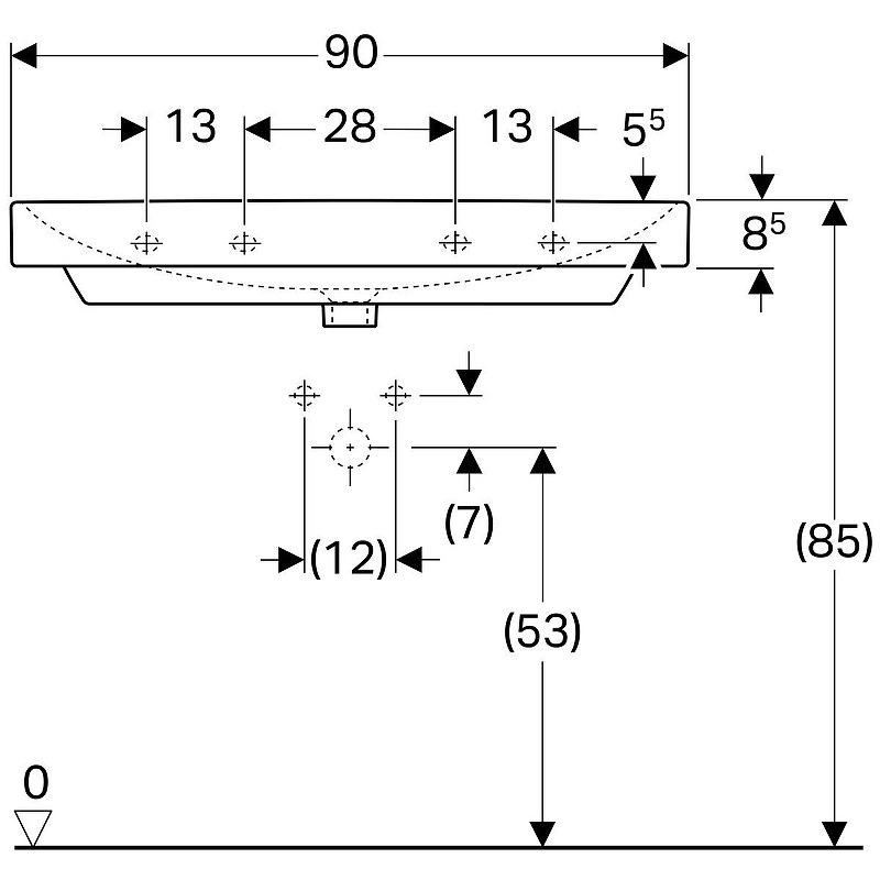 Раковина Geberit Smyle Square 90 500.251.01.1 Белая