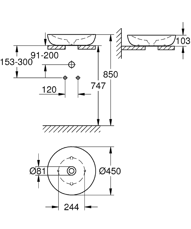 Раковина-чаша Grohe Essence Ceramic 45 3960900H Альпин-белый