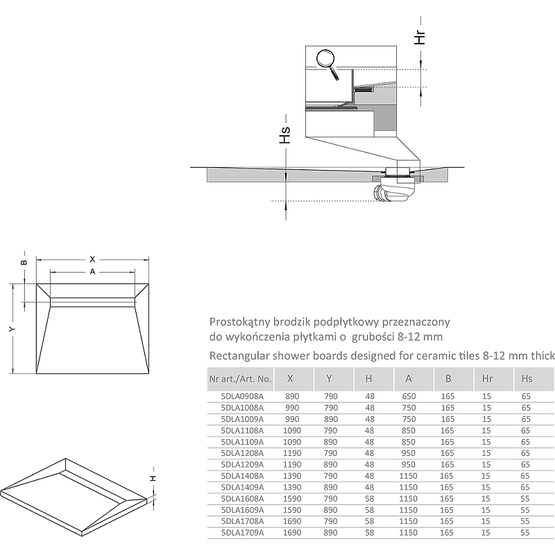 Душевая плита Radaway RadаDrain 99x79 5DLA1008A/5R075R с решеткой Rain