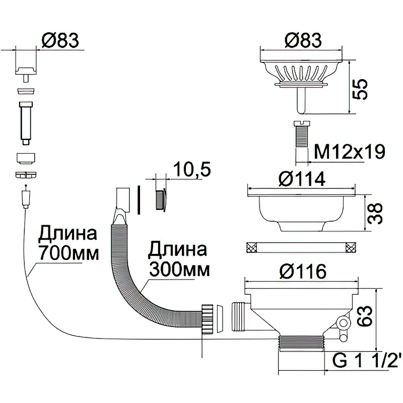Слив-перелив Migliore Complementi 22085 Золото